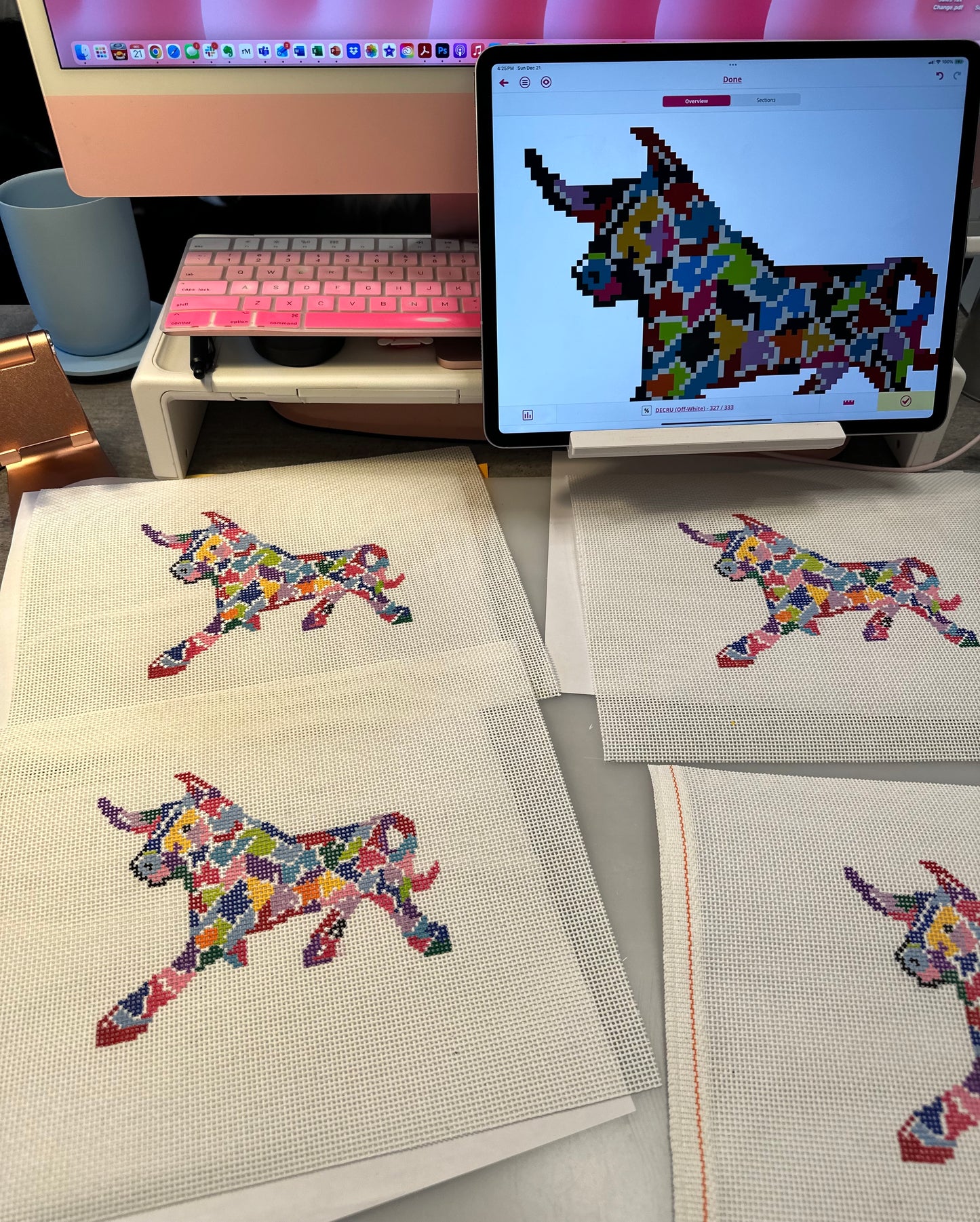 Barcelona Bull Needlepoint Canvas — Preorder, Ships in 4–6 Weeks