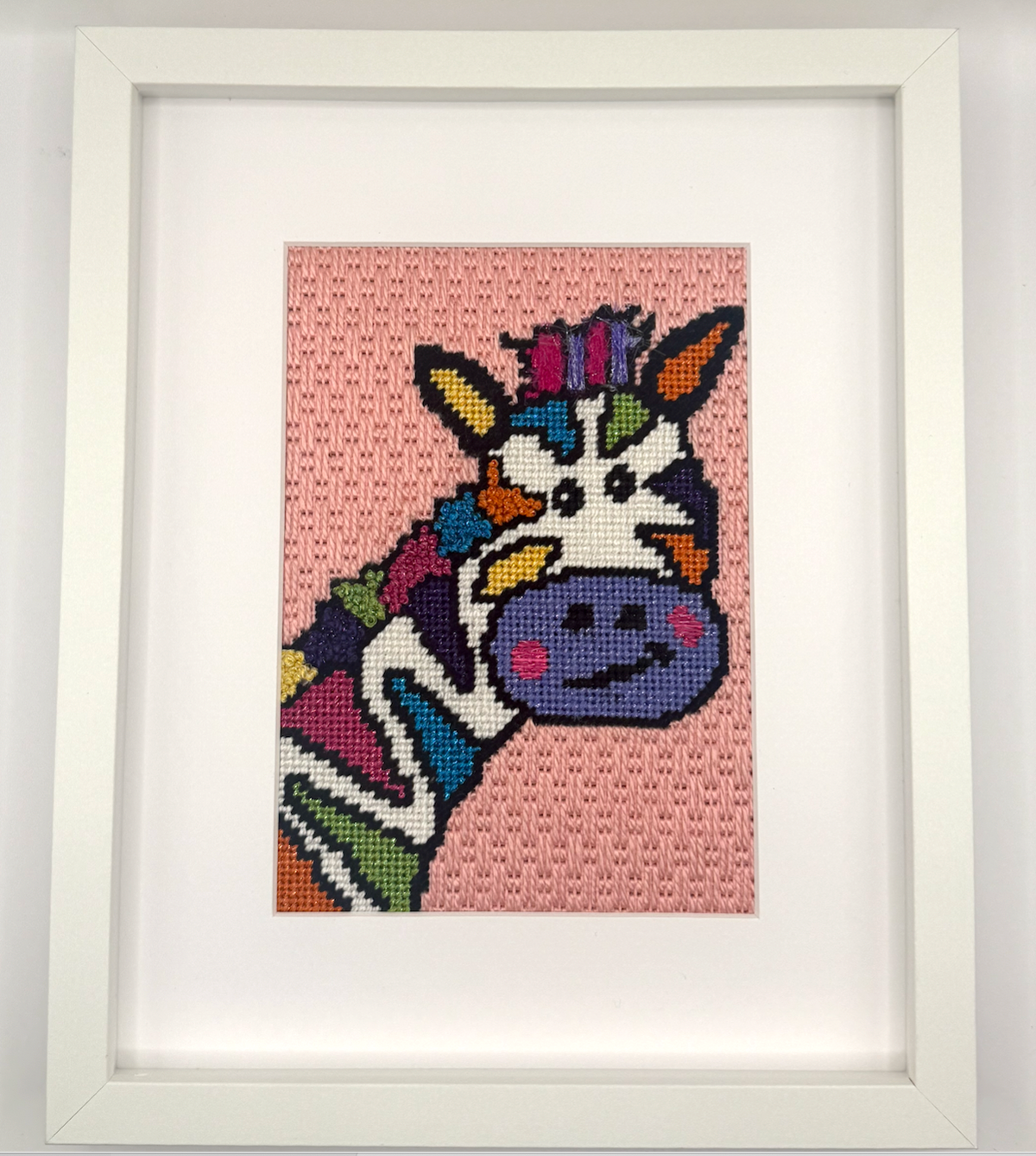 Zinnia Zebra Needlepoint Canvas — Preorder, Ships in 4–6 Weeks