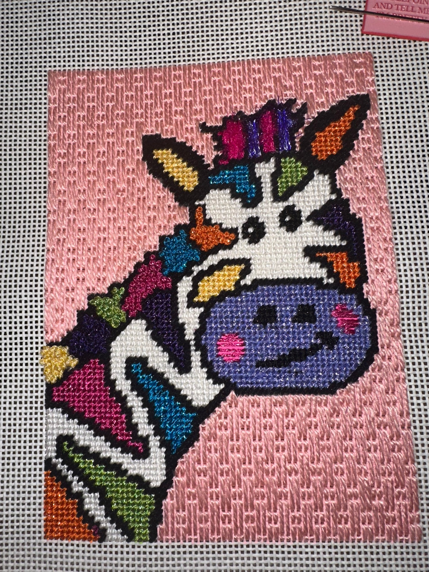 Zinnia Zebra Needlepoint Canvas — Preorder, Ships in 4–6 Weeks