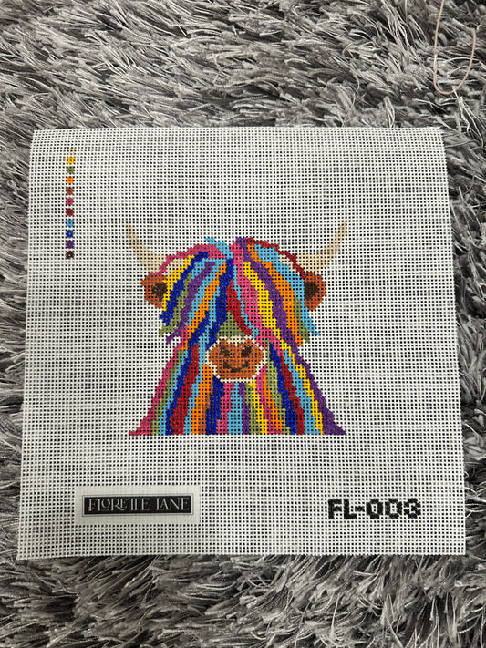 Fergus the Highland Cow Needlepoint Canvas — Preorder, Ships in 4–6 Weeks